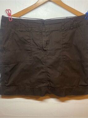 Lands’ End Skort Women’s 10 Brown Cotton Mini Skirt Shorts Casual Preppy Utility